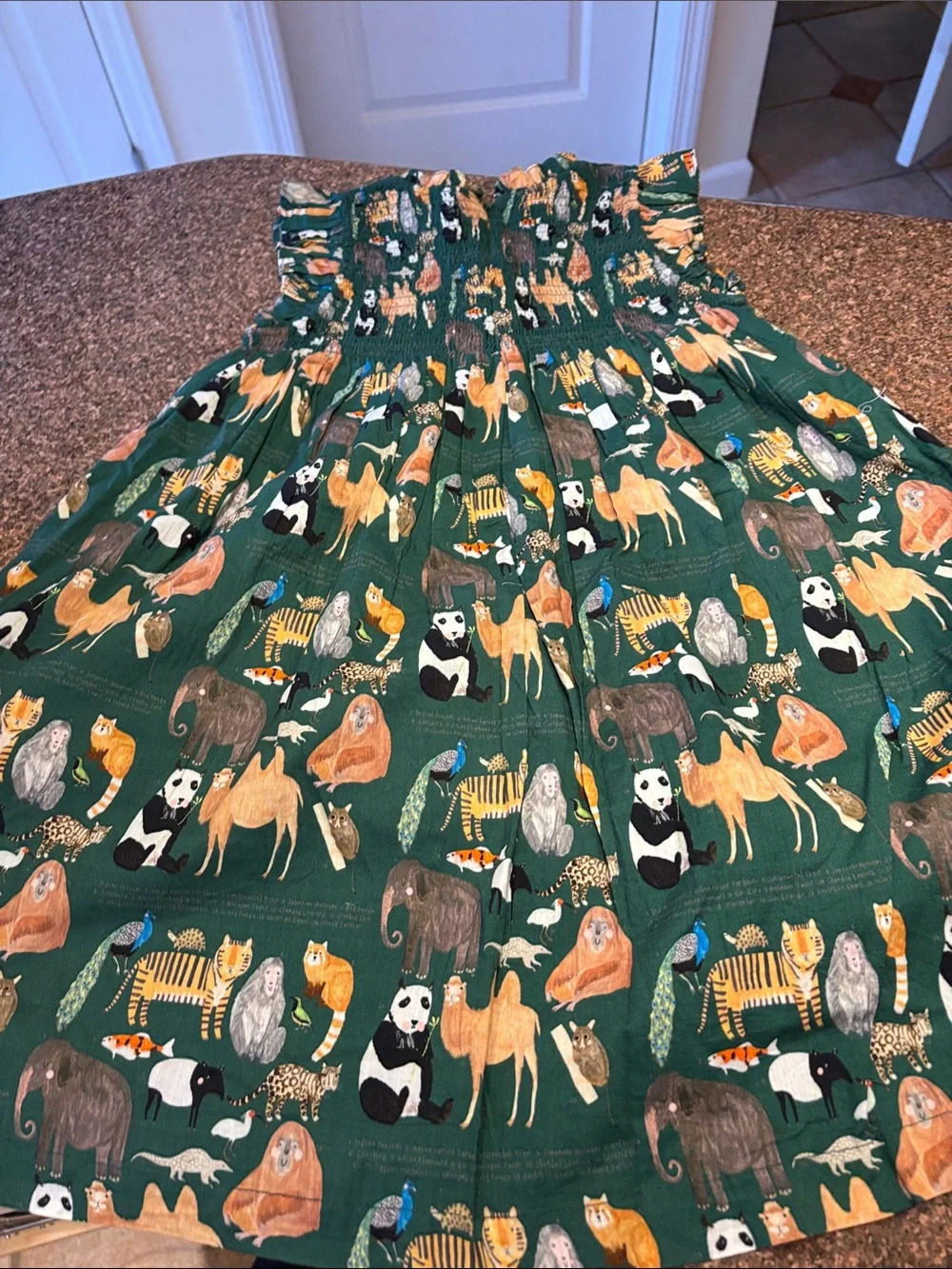Pink Chicken Green Smock Animal Print Dress-8Y-NWOT